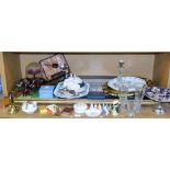 Various decorative china and effects, footed comport, Wedgwood bone china, Kutani Crane dish,