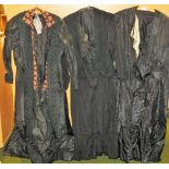 Various mourning dresses in black silk. (3)