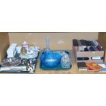 Various silver plated ware, glassware, books, Holy Bible, The Methodist School Hymns, other