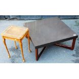 A Cintique low coffee table, and a single side table.