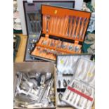 A Viners cased 44 piece cutlery set, various other cased cutlery, grapefruit spoons, entree forks,