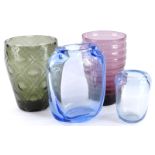 Four items of Art glass, to include a large blue shouldered vase, 21cm high, etc.