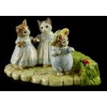 A Beswick ware figure group, from the annual collectors tableau Mittens, Tom Kitten and Moppet, boxe