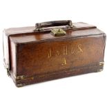 A travelling salesman's leather sample case, the external sides initialled in gilt JSH & S. A, label