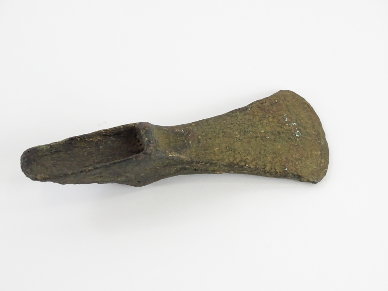 A Bronze Age bronze axe head with double socket, 15.5cm long. Provenance: Discovered during excavat - Image 2 of 2