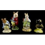 Four Royal Albert Beatrix Potter figures, Pigling Eats his Porridge, Gentleman Mouse made a Bow, Pe