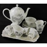 A Tuscan Olympus pattern part coffee service, to include coffee pot, cups, saucers, and sandwich pla