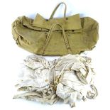 A Second World War British 1944 canvas bag, and a silk parachute. (2)