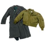 A Vietnam War style US pilots jacket, and Jeep overcoat.