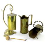 A collection of Trench Art, to include a brass gong, with scroll suspension etc., a miniature coal s