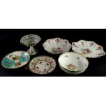 A collection of Dresden and other German ceramics, to include a centrepiece plate, a compartmental p