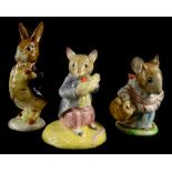 Three Beswick Beatrix Potter figures, Mr Benjamin Bunny, Mrs Tittlemouse and Town Mouse Eating Corn,