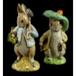 Two Beswick Beatrix Potter figures, Peter Rabbit Gardening and Benjamin Bunny, one brown backstamp,