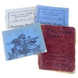 A three child's exercise books belonging to a Walter Girling, the largest containing various sketche