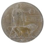 A First World War bronze death plaque or penny, for a Victor William Bates, 12cm diameter.