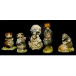 Five Beswick Beatrix Potter figures, Lady Mouse, Miss Moppet, Johnny Town Mouse, Foxy Whiskered Gent