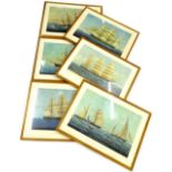 A set of five Spanish maritime prints, each depicting sailing ships etc., printed in Barcelona (6).