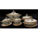 A Minton's Alford pattern part dinner service, to include a large tureen cover and stand, two medium