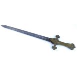A British Army 1854 pattern regulation bandsman's sword, with etched blade, and Victoria monogram ca