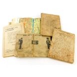 Various French World War I related trench maps, brought back by a Thomas Dean in cloth, various othe