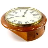 A late 19th/early 20thC Smiths walnut cased wall timepiece, with painted dial, brass movement, 38cm