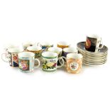 A Harlequin set of Coalport coffee cans and saucers, made for the Coalport Museum, the historic coff