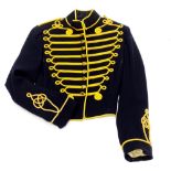 A Hussars military style tunic uniform, in navy with gold piping.