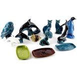 A collection of Poole Pottery animals, to include a duckling, otter, a pair of Siamese type cats, do