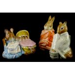 Three Beswick Beatrix Potter figures, Poor Peter Rabbit, Hunca Munca and Chippy Hackee, all brown ba
