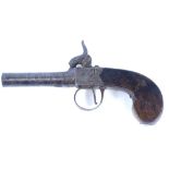 A 19thC small pistol, with plain steel barrel, the plate engraved Westwood London, with a walnut han