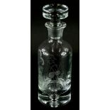 A limited edition decanter and stopper, decorated with a rabbit, wildflowers, etc., engraved initial