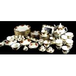 A Royal Albert Old Country Roses pattern part tea service, a mantel clock, various cruets etc., dinn