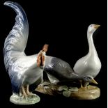 A Royal Copenhagen porcelain model of a cockerel, printed marks in green and handwritten marking blu