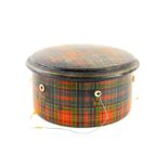 A late 19thC Clark & Co. Paisley tartan ware cotton box, of circular form with removable lid, set wi