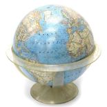 A National Geographic tabletop globe, with plastic base of articulated form, printed in colours, 53c