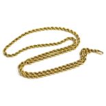 A 9ct gold rope twist necklace, with single clip clasp design, lacking clasp, 41cm long overall, 2.8