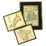 After Flynn. A New and Correct Map of England and Wales, later coloured, and two maps of Devon and C