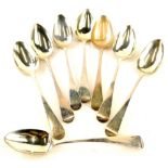 An associated set of eight 19thC Old English pattern silver teaspoons, 4oz.