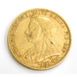 A Queen Victoria full gold sovereign, dated 1893.