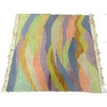A South African flatweave rug, with an abstract design in coloured wools, 97cm x 100cm.
