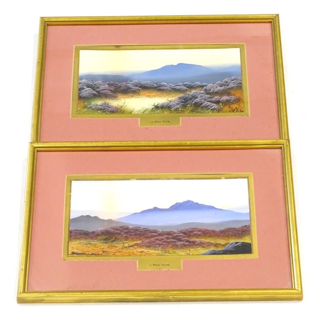 James MacIvor. Moorland scenes, gouache, a pair, 15cm x 27cm.