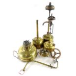 Various paraffin lamps, to include American examples, an oil lamp, etc.
