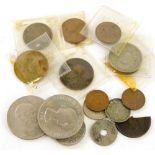 A quantity of nickel silver and other coins, etc.
