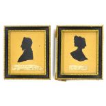 A 19thC School silhouette portrait of Henry White, Senior Esquire of Golden Hill. and Mrs H White, w