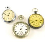 Three pocket watches, a Smiths silver plated pocket watch, an Elgin USA silver plated pocket watch a