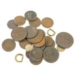 A quantity of mainly bronze and copper coins, to include a 1797 cartwheel penny, a Brazilian coin da