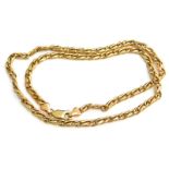 A 9ct gold fancy link chain, clasp and clip with various markings 375, 9ct, and 9kt, 50cm long overa