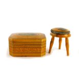 Two items of Mauchline ware, a Clark & Co. Mauchline ware lidded box, with Dumbarton Castle scene of