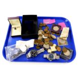 A quantity of jewellery, watches and coinage, comprising an O.T.S wristwatch, Casio gents wristwatch