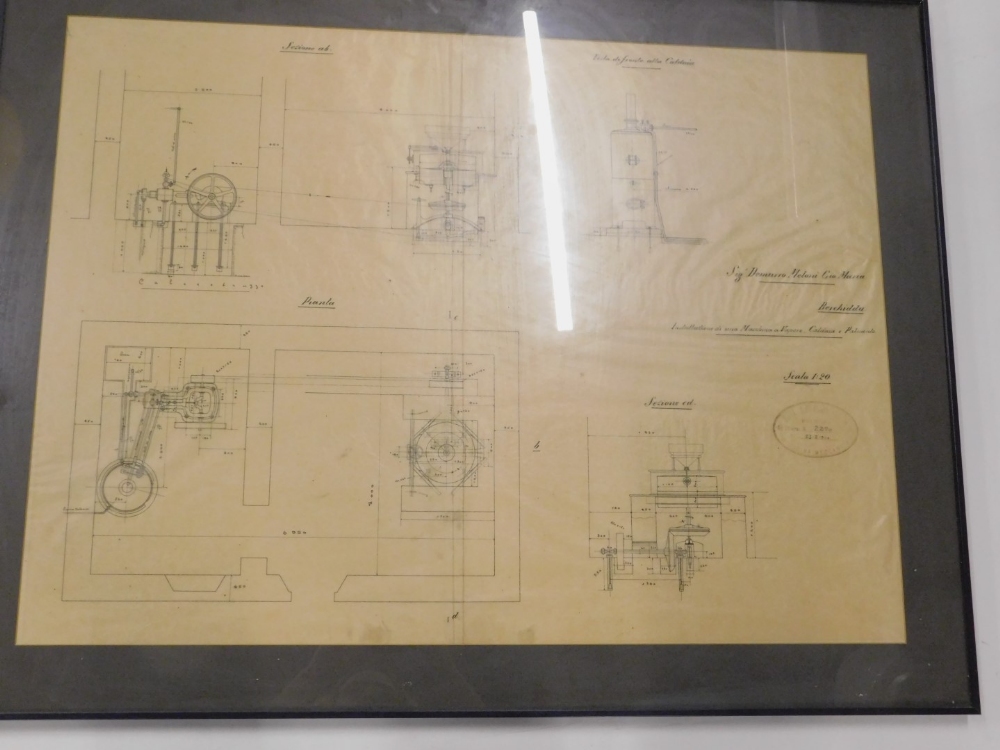 A 20thC Italian engineer's plan of a static engine, label for Bitta Alessandro Bologna, titled Piant - Image 2 of 2